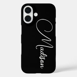 Minimalistische scriptnaam Custom Black iPhone 16 Hoesje