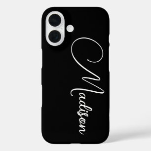 Minimalistische scriptnaam Custom Black iPhone 16 Hoesje