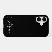 Minimalistische scriptnaam Custom Black iPhone 16 Hoesje (Achterkant horizontaal)