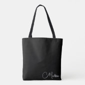 Minimalistische scriptnaam Custom Black Tote Bag (Achterkant)