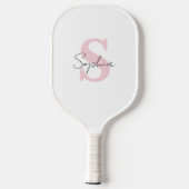 Minimalistische scriptnaam en roze initiaal monogr pickleball paddle (Achterkant)