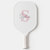 Minimalistische scriptnaam en roze initiaal monogr pickleball paddle (Voorkant)
