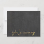 Minimalistische scriptnaam Gold Charcoal Grey Blac Notitiekaartje (Voorkant)