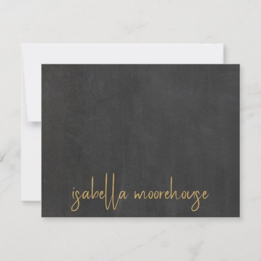Minimalistische scriptnaam Gold Charcoal Grey Blac Notitiekaartje (Voorkant)