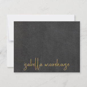 Minimalistische scriptnaam Gold Charcoal Grey Blac Notitiekaartje