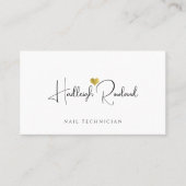 Minimalistische scriptnaam Hart Nageltechnicus Visitekaartje (Voorkant)