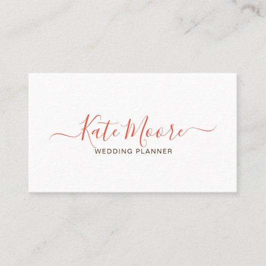 Minimalistische scriptnaam Wedding Planner Visitekaartje (Voorkant)