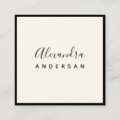 Minimalistische scriptnaam Zwarte Champagne Elegan Vierkante Visitekaartje (Voorkant)