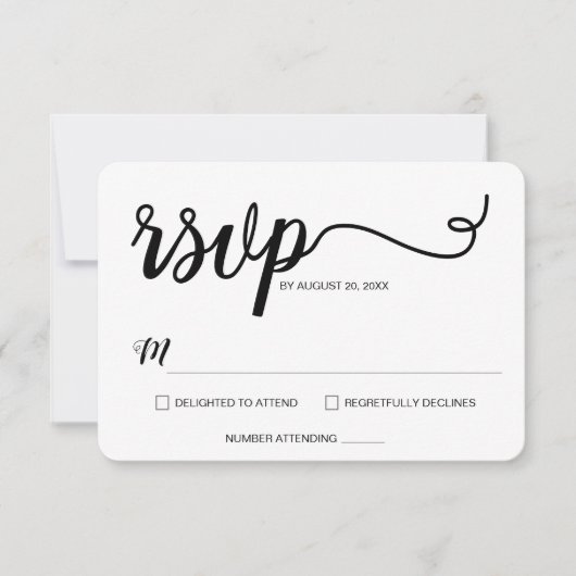 Minimalistische scripttypografie Elegant RSVP Kaartje (Voorkant)