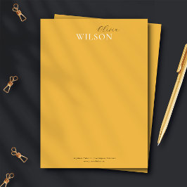 Minimalistische scripttypografie Mosterdgeel Notitiekaartje