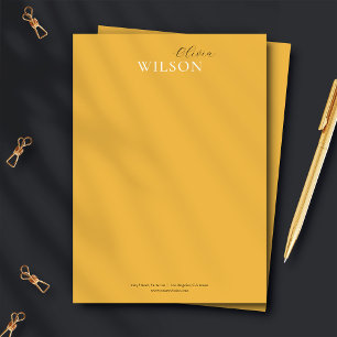 Minimalistische scripttypografie Mosterdgeel Notitiekaartje