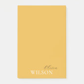 Minimalistische scripttypografie Mosterdgeel Post-it® Notes (Voorkant)