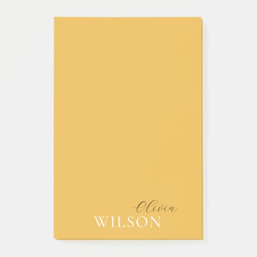 Minimalistische scripttypografie Mosterdgeel Post-it® Notes (Voorkant)