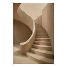 Minimalistische sculpturale trap muurkunstposter