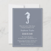 Minimalistische Seahorse Ocean Baby Shower Invitat Kaart (Voorkant)