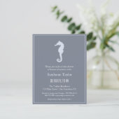 Minimalistische Seahorse Ocean Baby Shower Invitat Kaart (Staand voorkant)