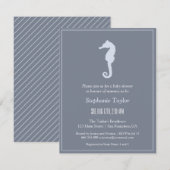 Minimalistische Seahorse Ocean Baby Shower Invitat Kaart (Voorkant / Achterkant)