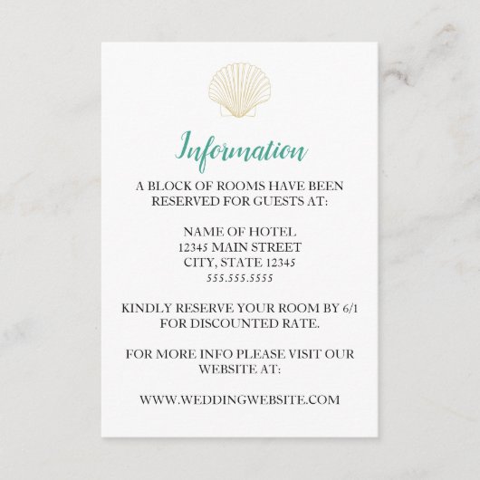 Minimalistische Seashell bruiloft behuizing Kaart (Voorkant)