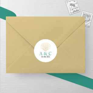 Minimalistische Seashell bruiloft Ronde Sticker