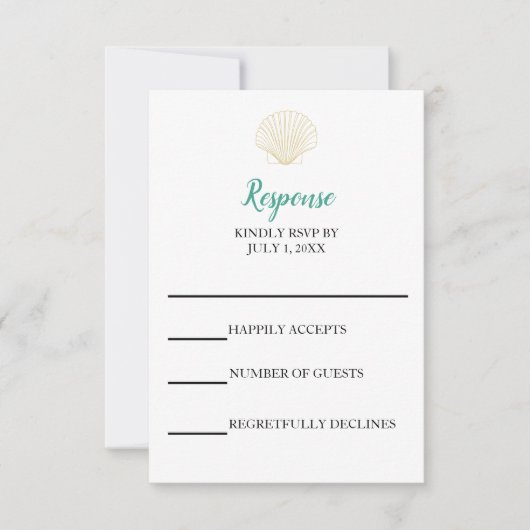 Minimalistische Seashell bruiloft RSVP Kaart (Voorkant)