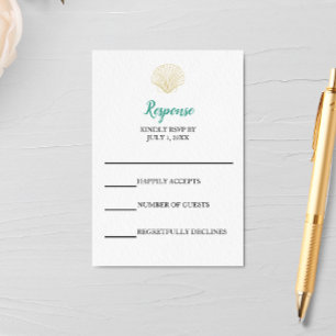 Minimalistische Seashell bruiloft RSVP Kaart