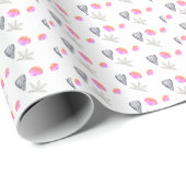 Minimalistische Seashell & Leaf Botanische Kust Cadeaupapier (Rol Hoek)