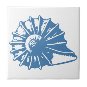 Minimalistische Seashell Line Art Blue Outline Coa Tegeltje