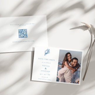 Minimalistische Seashell QR Code Foto strand bruil Save The Date