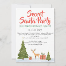 Minimalistische Secret Santa Kerstfeest Uitnodigin