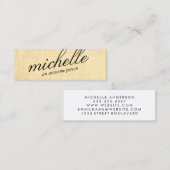 Minimalistische sepia textuur met cursieve tekst mini visitekaartje (Voorkant / Achterkant)