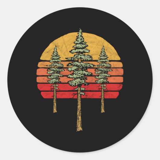 Minimalistische sequoia's ronde sticker (Voorkant)