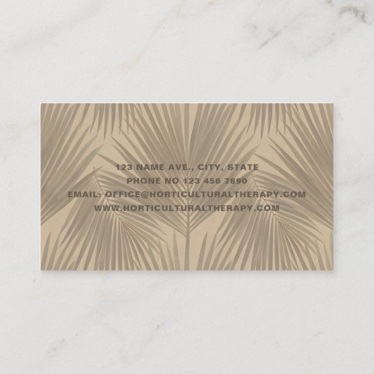 Minimalistische serene elegante palmblad tuinbouw visitekaartje (Achterkant)