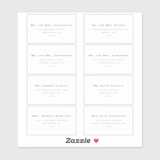 Minimalistische Serif tekst 8 bruiloft Adresetiket Sticker (Vel)