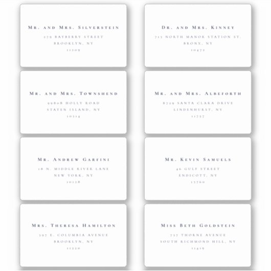 Minimalistische Serif tekst 8 bruiloft Adresetiket Sticker (Voorkant)