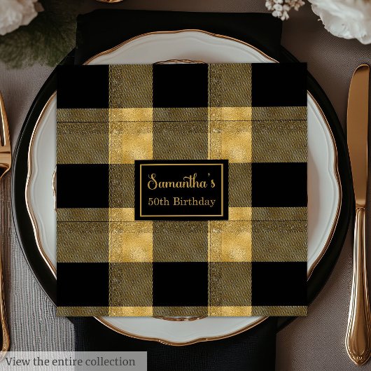 Minimalistische servetten Zwart Goud Chic Feestje