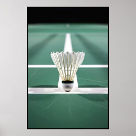 Minimalistische shuttle op Badminton Court Line Poster