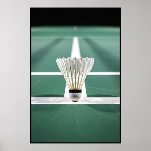 Minimalistische shuttle op Badminton Court Line Poster (Voorkant)