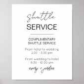 Minimalistische Shuttle Service Moderne bruiloft Poster (Voorkant)