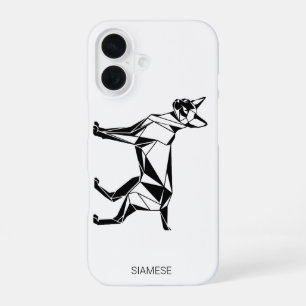Minimalistische Siamese Kat Geometrische iPhone /  16 Hoesje