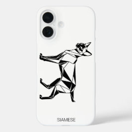 Minimalistische Siamese Kat Geometrische iPhone /  16 Hoesje