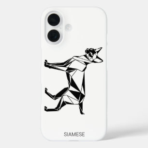 Minimalistische Siamese Kat Geometrische iPhone / 16 Hoesje