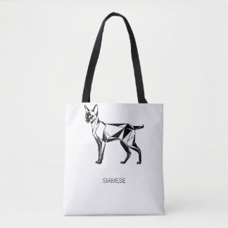 Minimalistische Siamese Kat Geometrische Katoenen  Tote Bag
