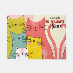 Minimalistische Siberische Kat Moeder Vader DIY Bu Deurmat