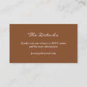 Minimalistische Sienna Brown Script Wedding Websit Informatiekaartje (Voorkant)