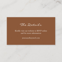 Minimalistische Sienna Brown Script Wedding Websit Informatiekaartje