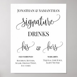 Minimalistische Signature Drinks Trouwkaart voor k Poster