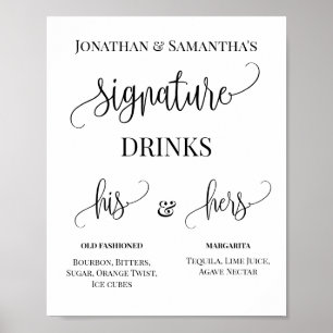 Minimalistische Signature Drinks Trouwkaart voor k Poster