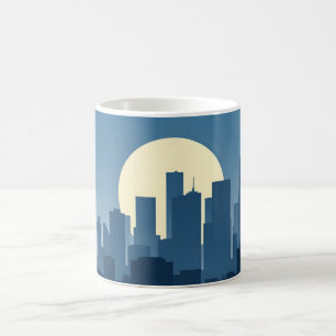 Minimalistische Silhouette Skyscraper Zacht Goud B Koffiemok