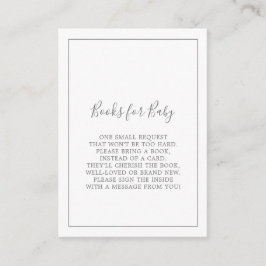 Minimalistische Silver Baby shower Books voor Baby Informatiekaartje