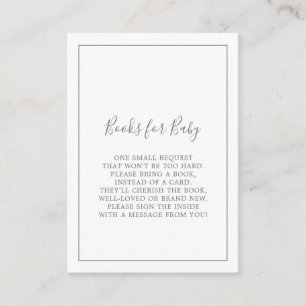 Minimalistische Silver Baby shower Books voor Baby Informatiekaartje